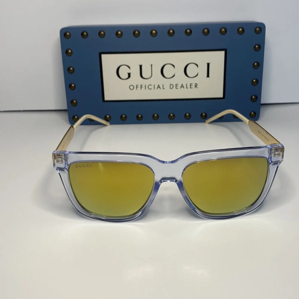 New - GUCCI Gold Square Unisex Sunglasses GG0976S 004 56